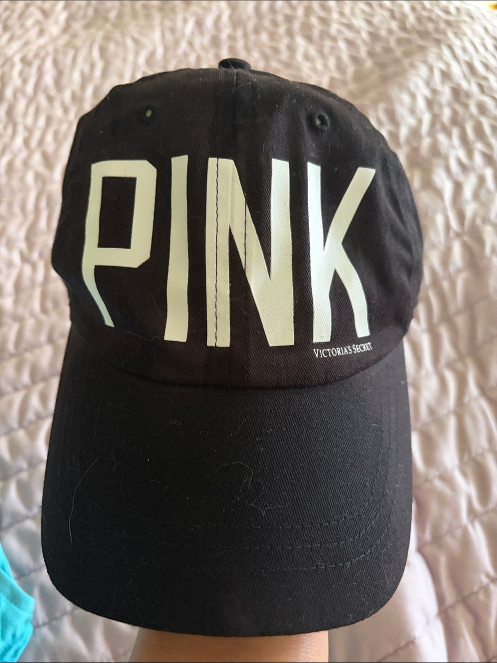 Victoria's Secret PINK Black Kids Baseball Cap with White Logo